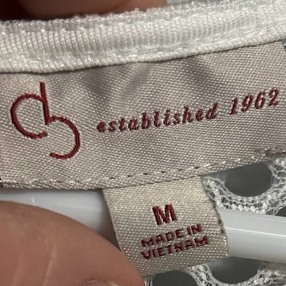 Dress Barn Ivory Lace Overlay Shark Bite Hem Tank Dress Women's Size M - Picture 10 of 11